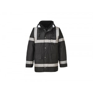 PARKA IMPERM PRETA C/ FITAS REFLECTORAS S433